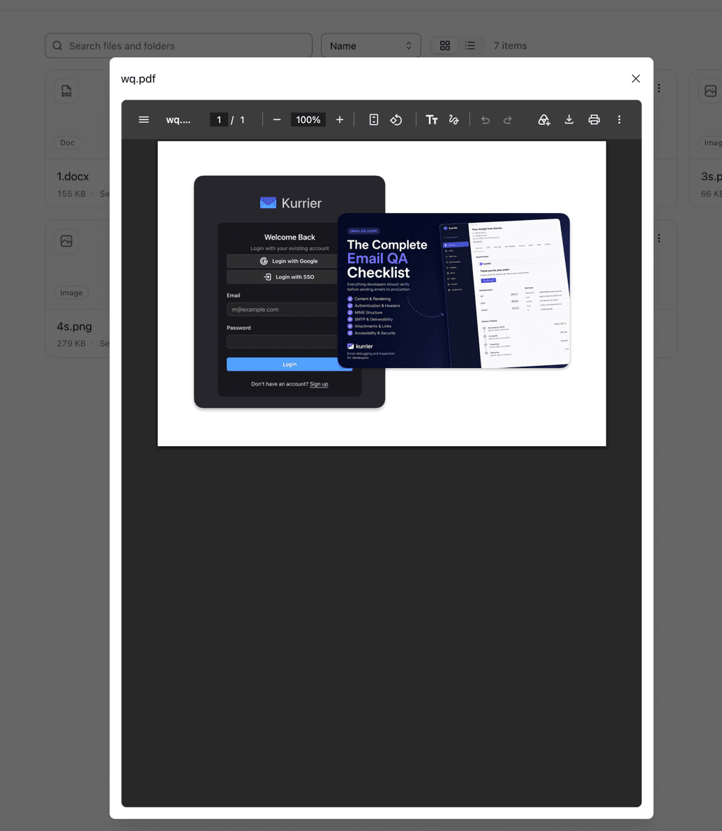 Previewing a file in Drive