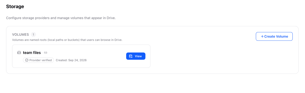 Storage volumes in Drive